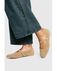 Boohoo - Faux Suede Mary Jane Ballet Flats - Lyst