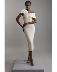 Karen Millen - Figure Form Bandage Asymmetric Strap Knit Midi Dress - Lyst