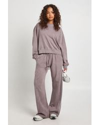 Boohoo - Washed Ribbed Detail Straight Leg Tracksuit - Lyst