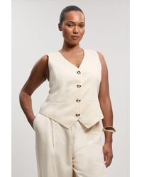 Karen Millen - Plus Size Tailored Linen Corset Back Detail Waistcoat - Lyst
