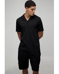 BoohooMAN - Slim Fit Waffle Revere Polo & Shorts Set - Lyst