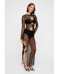 Nasty Gal - Mesh Tie Front Detail Midaxi Skirt - Lyst