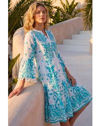 Roman - Embroidery Bead Detail Smock Dress - Lyst