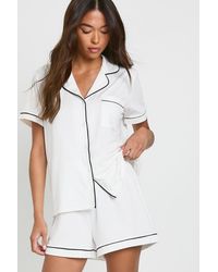 Boohoo - Jersey Piping Detail Short Sleeve Shirt & Shorts Pyjama Set - Lyst