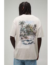 BoohooMAN - Stone Oversized Palm Beverly Hills Print T-Shirt - Lyst