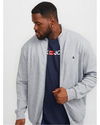 Jack & Jones - And Paulos Solid Patterned Zip Neck Ribbed Cuff Sweat Jacket - Lyst