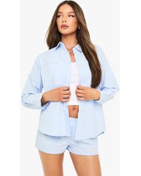 Boohoo - Pocket Detail Oversized Shirt - Lyst