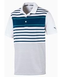 PUMA - Cobra Spotlight Striped Collared Sports Golf Polo Shirt 577882 16 - Lyst