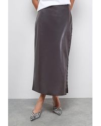 Warehouse - Faux Leather Whipstitch Detail Midi Skirt - Lyst