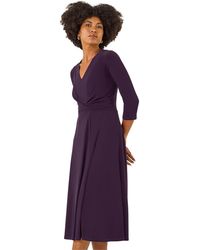 Roman - Stretch Crossover Midi Dress - Lyst