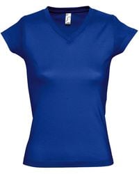 Sol's - V-Neck Ribbed Cotton T-Shirt - Lyst