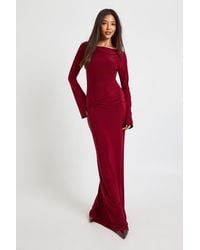 Boohoo - Drape Front Ruched Maxi Dress - Lyst