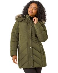 Roman - Petite Hooded Longline Quilted Coat - Lyst