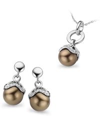 Orphelia - Ladies Embellished 925 Sterling Set: Chain-Pendant + Earrings - Lyst