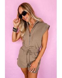Azura Exchange - Geripptes Strick-Short-Jumpsuit - Lyst