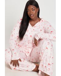Boohoo - Plus Croissant And Jam Long Sleeve And Trouser Pyjama Set - Lyst