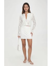 Boohoo - Tall Crochet Long Sleeve And Mini Skirt Co Ord - Lyst
