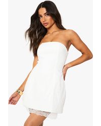 Boohoo - Petite Hourglass Bandeau Mini Dress - Lyst