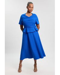 Karen Millen - Plus Size Structured Tailored Belted Midi Dress - Lyst