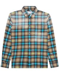 Off-White c/o Virgil Abloh - Helvetica Pattern Camel Flannel Shirt Cotton - Lyst