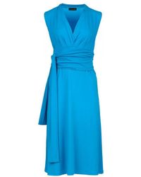 Conquista - Turquoise Jersey Empire Line Dress - Lyst
