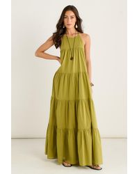 Gini London - Tiered Halter Maxi Trapeze Dress - Lyst