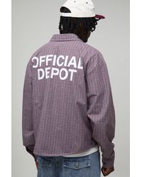BoohooMAN - Tall Oversized Boxy Official Depot Print Micro Check Shirt - Lyst