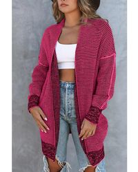 Azura Exchange - Knitted Long Open Front Cardigan - Lyst