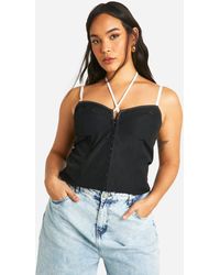 Boohoo - Plus Contrast Stitch Lace Strappy Corset - Lyst