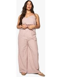 Boohoo - Plus Woven Stripe Elasticated Waist Wide Leg Trouser - Lyst