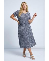 Roman - Curve Abstract Print Pocket Midi Dress - Lyst