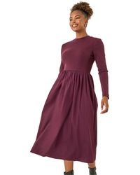 Roman - Cotton Stretch Jersey Mix Midi Dress - Lyst