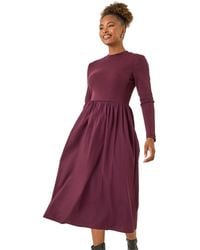 Roman - Cotton Stretch Jersey Mix Midi Dress - Lyst
