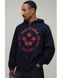 BoohooMAN - Oversized Boxy Rodeo Star Print Zip Through Hoodie Cotton - Lyst