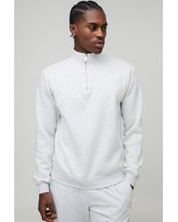 BoohooMAN - Basic Oversized Boxy Quarter Zip Funnel Neck Sweatshirt - Lyst