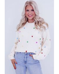 Azura Exchange - Pailletten Hart Gebreide Trui - Lyst