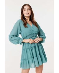Izabel London - Lace Detail Long Sleeve Mini Dress - Lyst