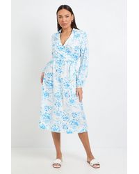 Wallis - Floral Wrap Midi Dress - Lyst