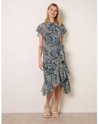 Blue Vanilla - Paisley Print Angel Sleeve Asymmetric Midi Dress - Lyst