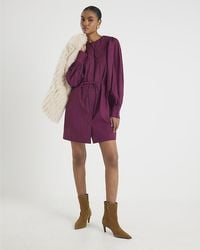 River Island - Mini Shirt Dress Scalloped Collar Cotton - Lyst