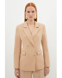 Karen Millen - Compact Stretch Essential Tailored Doubled Breasted Blazer - Lyst