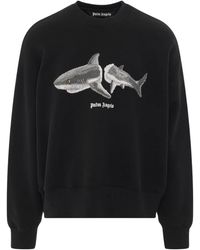 Palm Angels - Split Shark Logo Sweatshirt Cotton - Lyst