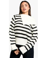 Boohoo - Knitted Stripe Collar Detail Jumper - Lyst