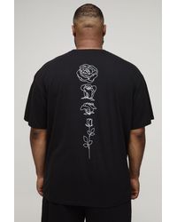 BoohooMAN - Plus Oversized Floral Line Drawing Print T-Shirt - Lyst