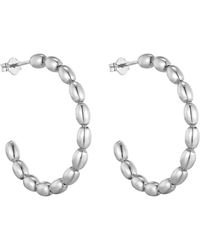 SEOL + GOLD - Sterling Oval Beaded Half Hoop Studs - Lyst