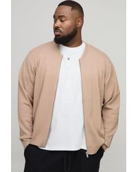 BoohooMAN - Plus Basic Regular Fit Knitted Bomber Jacket - Lyst