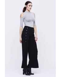 Sosandar - Wide Leg Trouser With Button Detail - Lyst