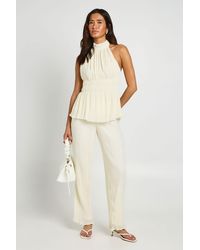 Boohoo - Plisse Wide Leg Trouser - Lyst
