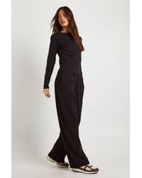 Boohoo - Tall Cotton Button Through Crew Neck Top & Trouser Co Ord - Lyst
