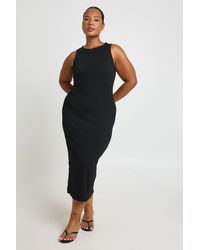 Boohoo - Plus Basic Rib Racer Neck Midi Dress - Lyst